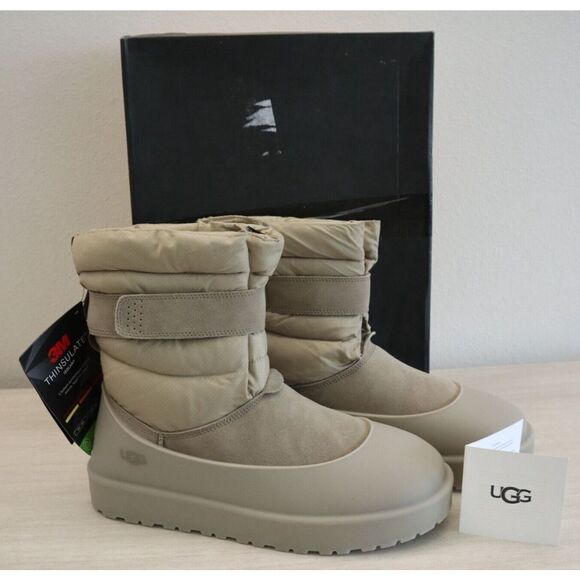 UGG 1120847 Men's Sz 12 Beige Classic Short Pull-On Weather Winter Boots - Picture 1 of 16